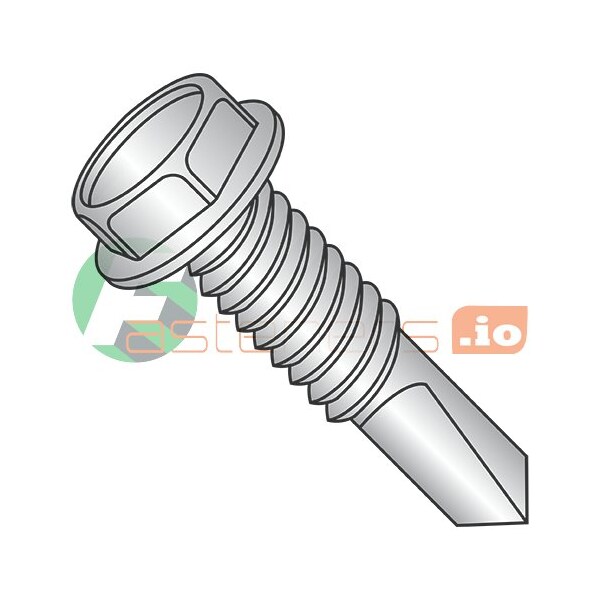 Newport Fasteners Self-Drilling Screw, #12-24 x 7/8 in, Plain 410 Stainless Steel Flange Hex Head External Hex Drive 480184 - main